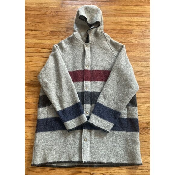 Vintage 80s XL Woolrich Blanket Navajo Aztec Wool Long Jacket Coat USA - Picture 4 of 10